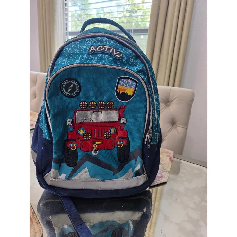 Activ New Kids Blue Off-Road Truck Backpack Reflective Adventure School Bag